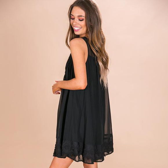 Simple Pleasures Crochet Dress In Black - Picture 4 of 7